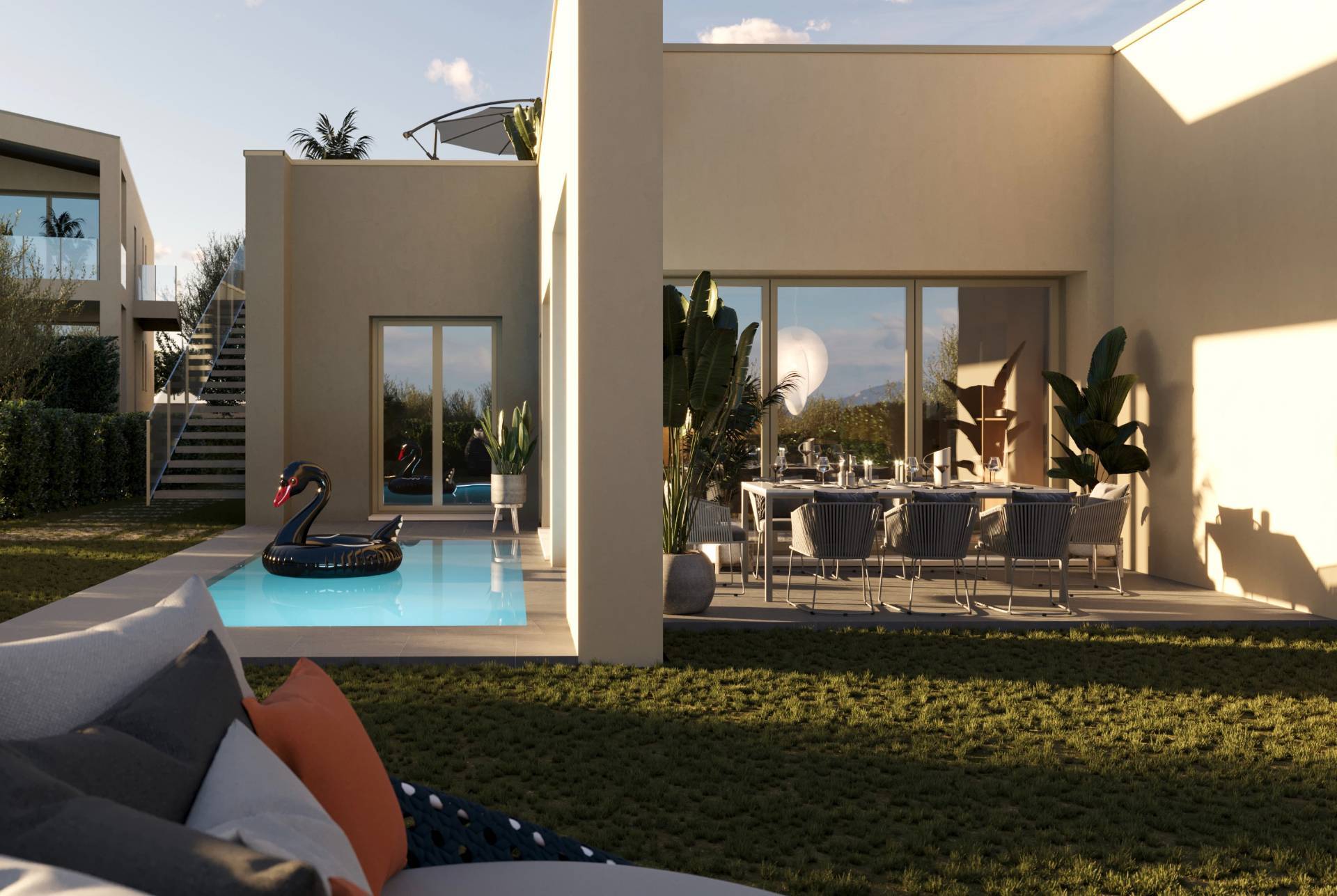 Freistehende Villa mit privatem Pool und Seeblick
